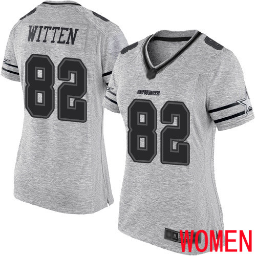 Women Dallas Cowboys Limited Gray Jason Witten 82 Gridiron II NFL Jersey